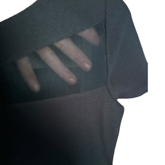 Express Little Black Dress Short Sleeve Round Neck Size 8 with Sheer Mesh Panels - Picture 6 of 7